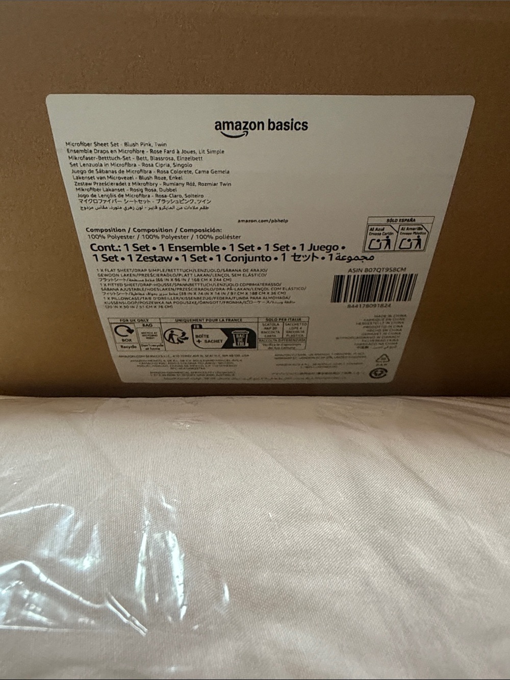 Amazon Basics Blush Pink Microfiber Sheet Set - Twin   （New）